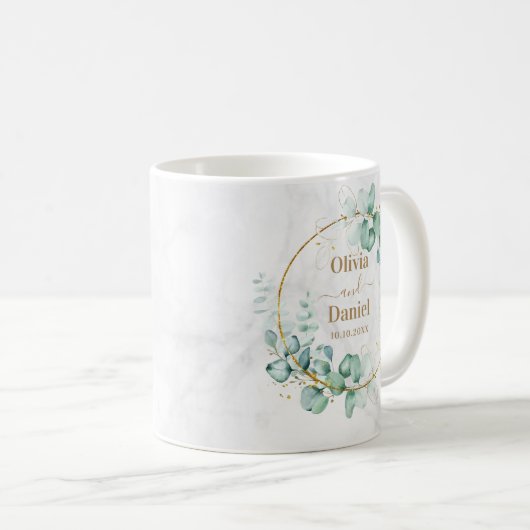 Botanische goldene Landschaft für Hochzeiten Kaffeetasse (VorderseiteRechts)