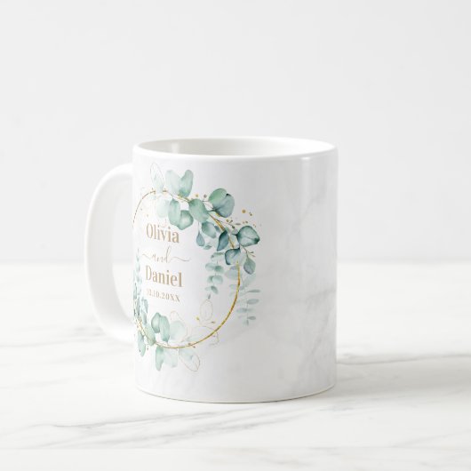 Botanische goldene Landschaft für Hochzeiten Kaffeetasse (Vorderseite Links)