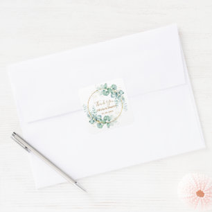 Botanische goldene Landschaft für Hochzeiten Quadratischer Aufkleber