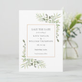Botanische goldene Wasserfarbenwelt Save The Date (Stehend Vorderseite)