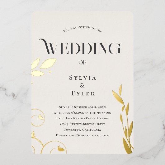 Botanische Goldfoileien Folieneinladung (Vorderseite)