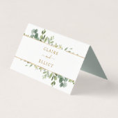 Botanische Goldgrün-Hochzeit-Platzkarte (Rückseite)