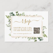 Botanische Goldgrün Hochzeit RSVP mit QR-Code Begleitkarte (Vorderseite)