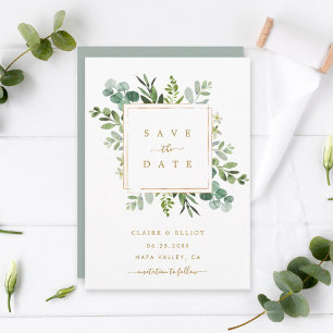 Botanische Goldgrün-Hochzeit Sichert Euch den Term Save The Date