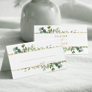 Botanische Goldgrün-Hochzeitsplatzkarte