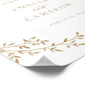 Botanische Goldhochzeit auf dem eleganten Leaf-Zwe Poster (Ecke)