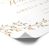 Botanische Goldhochzeit auf dem eleganten Leaf-Zwe Poster (Ecke)