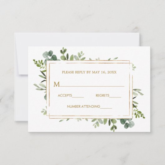 Botanische Goldschmiede Hochzeit RSVP Karte (Vorderseite)