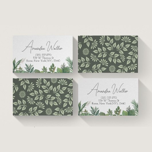 Botanische Green Foliage Business Card Visitenkarte