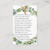 Botanische Greenery Foto Beerdigung Gebetskarte Visitenkarte (Rückseite)