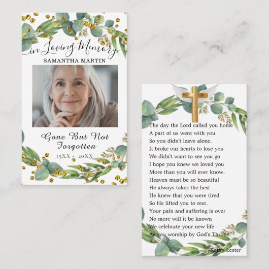 Botanische Greenery Foto Beerdigung Gebetskarte Visitenkarte (Vorne/Hinten)