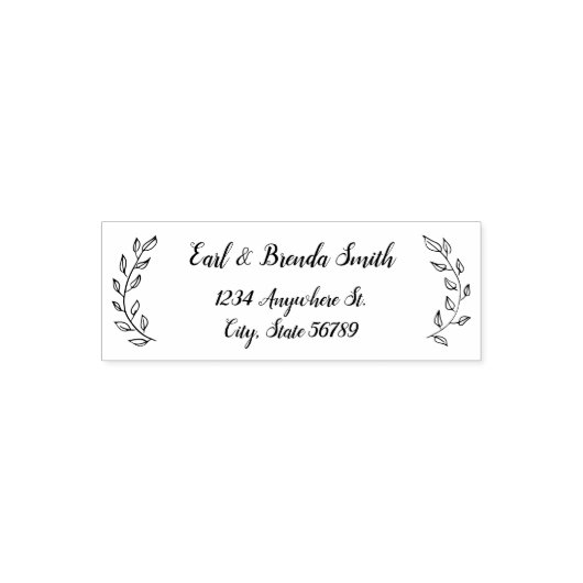 Botanische Grenz-Script-Rücksendeadresse Permastempel (Design)