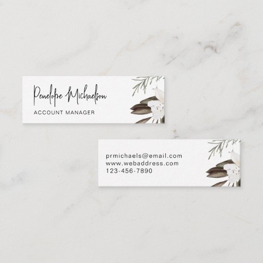 Botanische Grenze mit modernen Buchstaben Mini Visitenkarte (Vorne/Hinten)