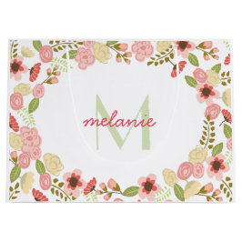 Botanische große, florale Geldbeutel für Monogramm Große Geschenktüte