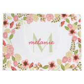 Botanische große, florale Geldbeutel für Monogramm Große Geschenktüte (Rückseite)