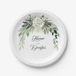 Botanische Grünanlage Garland Vintag Wasserfarbe Pappteller