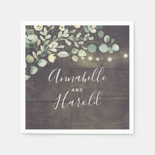 Botanische Grünanlage Rustikale Hochzeit Serviette (Vorderseite)