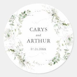 Botanische Grünanlage Wreath Moderne Hochzeit Runder Aufkleber