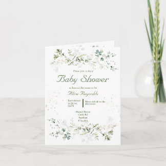 Botanische grüne Babydusche Einladung