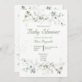 Botanische grüne Babydusche Einladung (Vorne/Hinten)