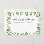 Botanische grüne Babyparty-Ratekarten Einladung (Vorne/Hinten)