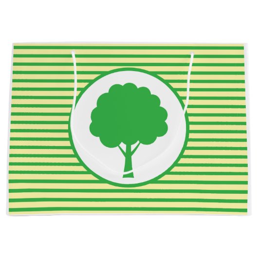 Botanische grüne Baum-Streifen-Geschenktasche Große Geschenktüte (Vorderseite)