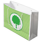 Botanische grüne Baum-Streifen-Geschenktasche Große Geschenktüte (Vorderseite Schrägansicht)