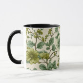 Botanische Grüne Blumen Creme Blumenmuster Tasse (Links)