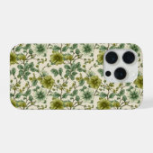 Botanische Grüne Blumen Creme Florales Muster iPhone Hülle (Rückseite (Horizontal))