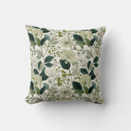 Botanische Grüne Blumen Creme Florales Muster Kissen