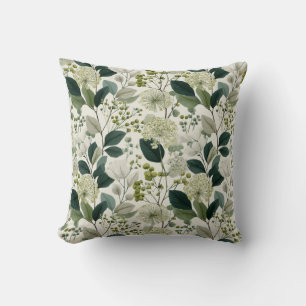 Botanische Grüne Blumen Creme Florales Muster Kissen