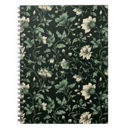 Botanische Grüne Blumen Creme Florales Muster Notizblock