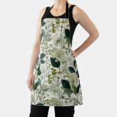 Botanische Grüne Blumen Creme Florales Muster Schürze (InSitu)