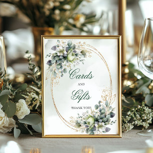 Botanische grüne Gold Cards und Geschenke Tischsch Poster