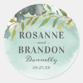 Botanische Grüne Goldhochzeit Runder Aufkleber (Vorderseite)