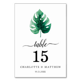 Botanische Grüne Hochzeit mit einfachem tropischem Tischnummer