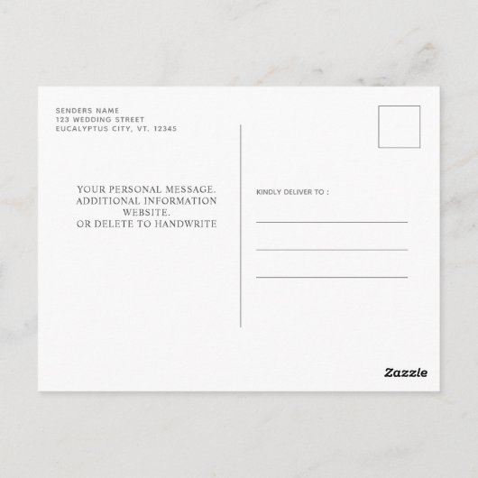 Botanische Grüne Hochzeit retten das Datum Postkarte (Rückseite)