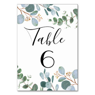 Botanische Grüne Hochzeitsfeier Tischnummer