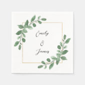 Botanische Grüne Hochzeitspapier Napkins Serviette (Vorderseite)