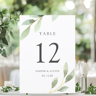 Botanische grüne Hochzeitstisch-Nummer 5x7 Einladung