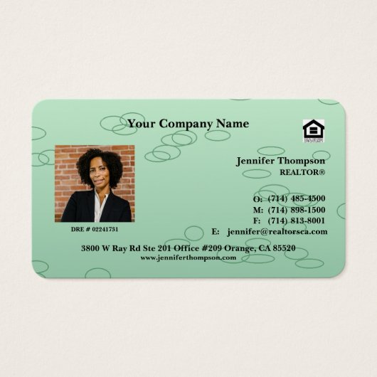 Botanische Grüne Round-Edge-Visitenkarte (Vorderseite)