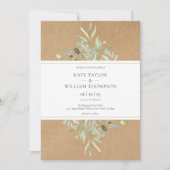 Botanische Grüne Rustikale Kraft Foto Hochzeit Einladung (Vorderseite)