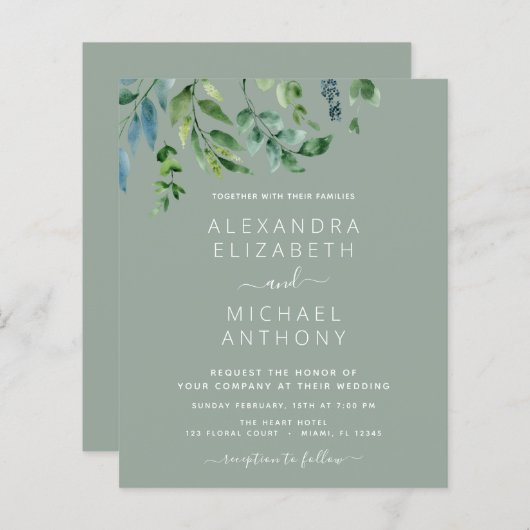 Botanische Grüne Smaragdgrüne Hochzeit (Vorne/Hinten)