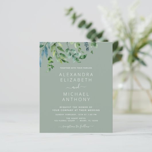 Botanische Grüne Smaragdgrüne Hochzeit (Stehend Vorderseite)