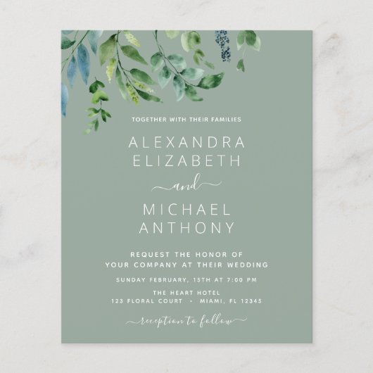 Botanische Grüne Smaragdgrüne Hochzeit (Vorderseite)