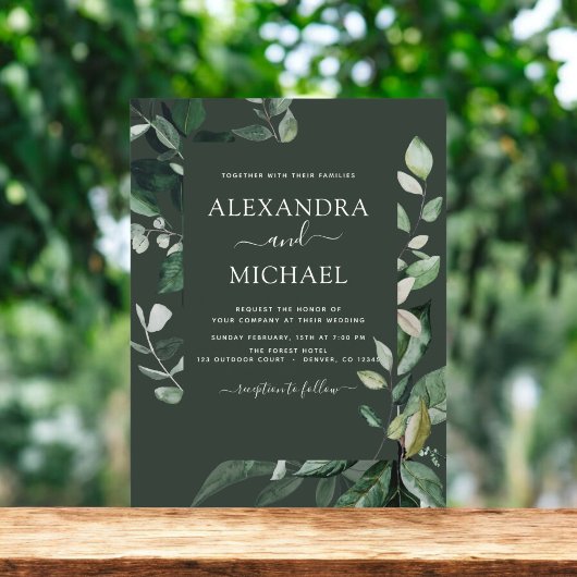 Botanische Grüne Smaragdgrüne Hochzeit Flyer