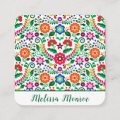 Botanische grüne Typografie im modernen Blumenmust Quadratische Visitenkarte (Vorderseite)