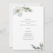 Botanische Grüne und weiße Dusche Aquarell Florals Einladung (Vorderseite)