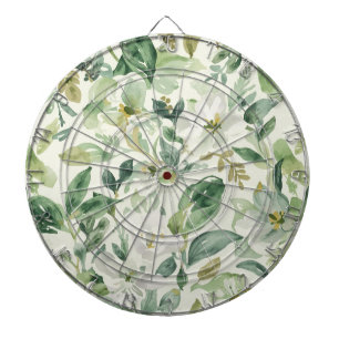 Botanische grüne Wasserfarbe Florale Blätter Natur Dartscheibe
