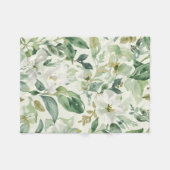 Botanische grüne Wasserfarbe Florale Blätter Natur Fleecedecke (Vorderseite (Horizontal))